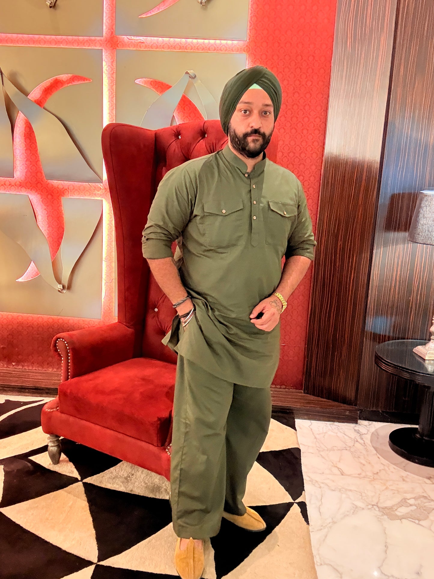 Green Kurta Farshi Pants