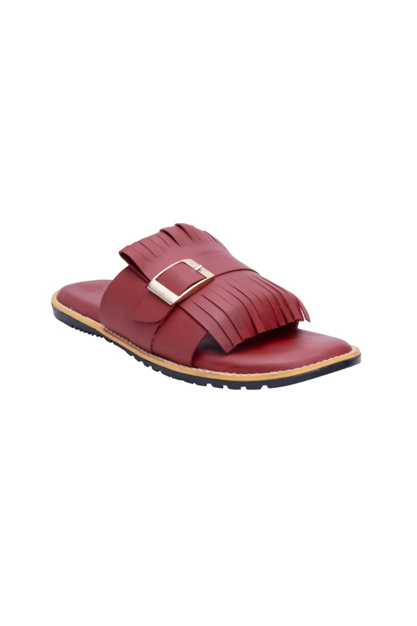 Red Fringes Chappals
