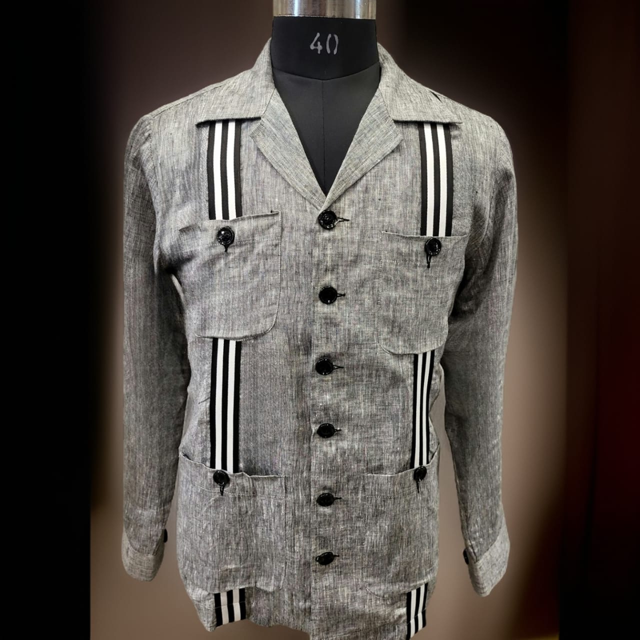 Grey Cuban Safari Shirt
