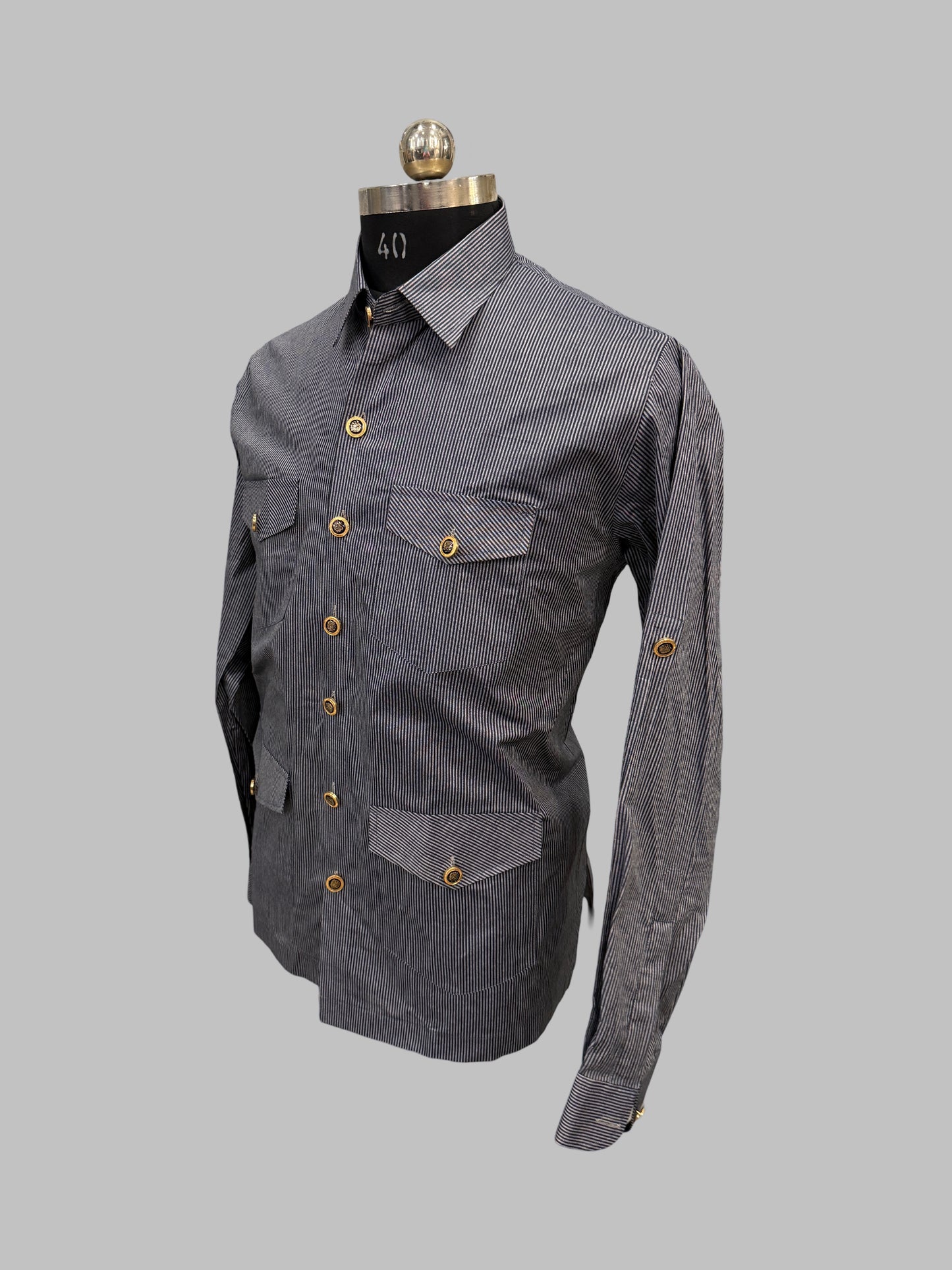 Black Striped Safari Shirt