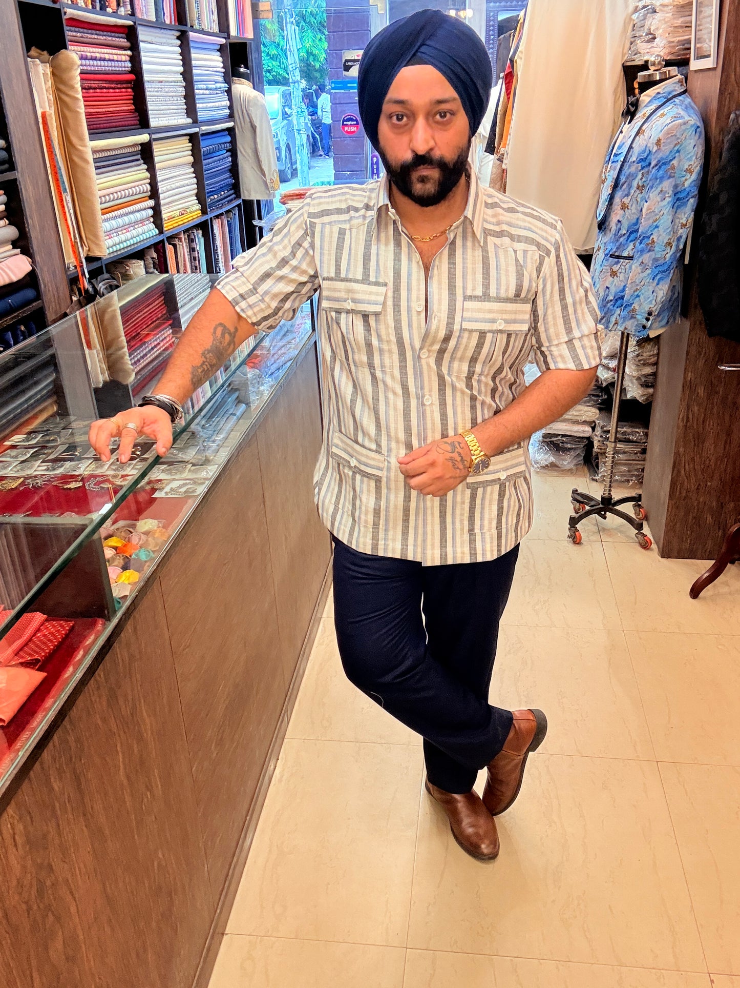 Ivory Striped Safari Shirt