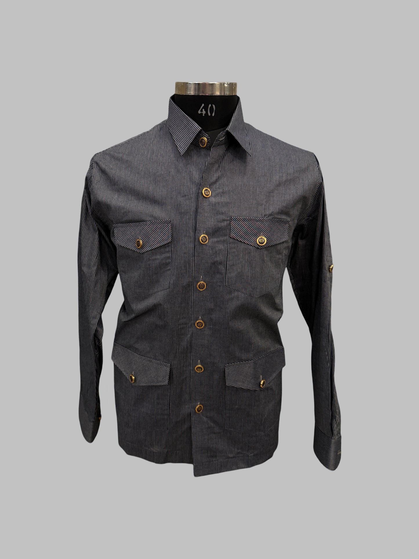 Black Striped Safari Shirt
