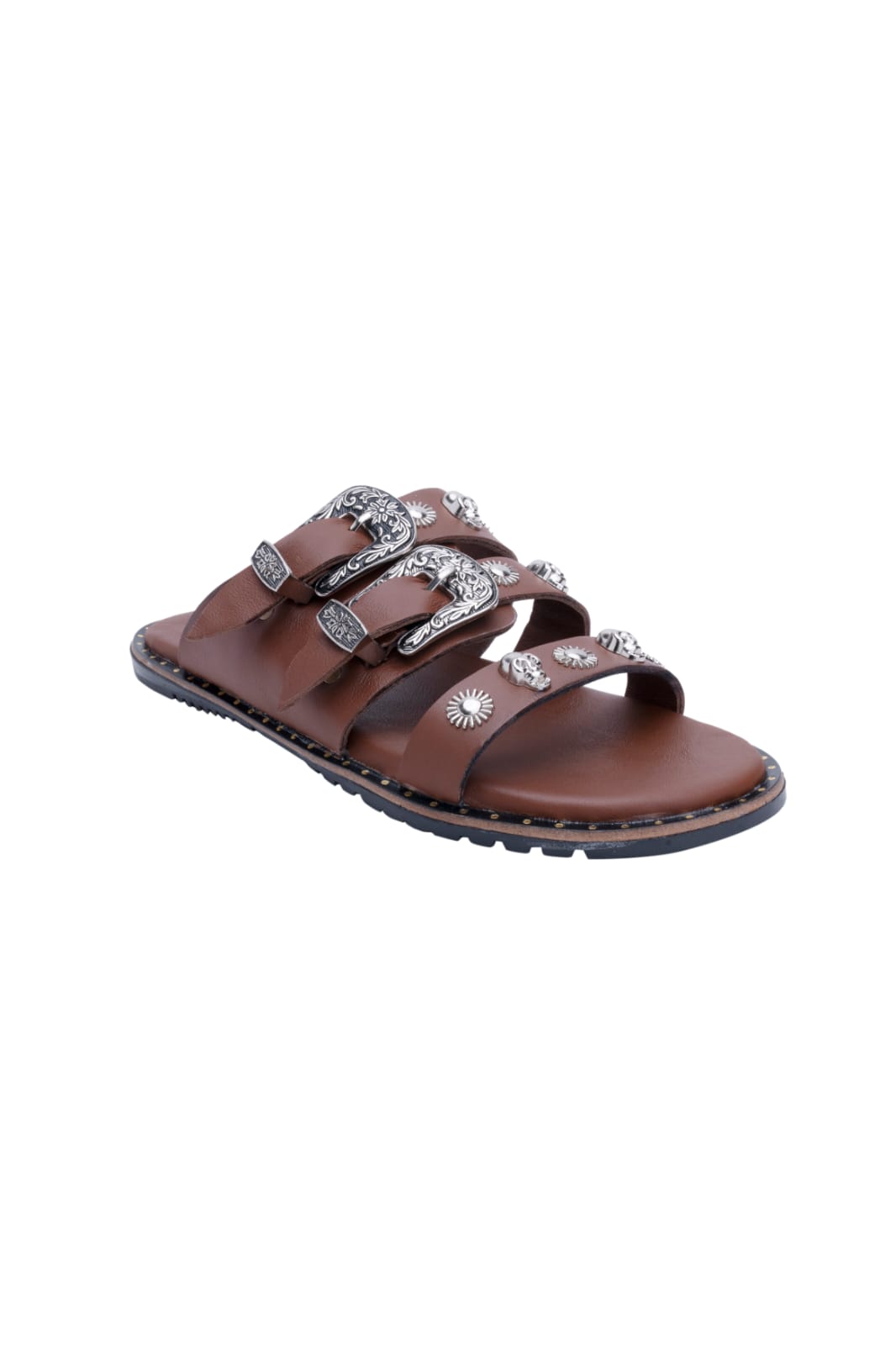 Brown Skull Studded Chappals