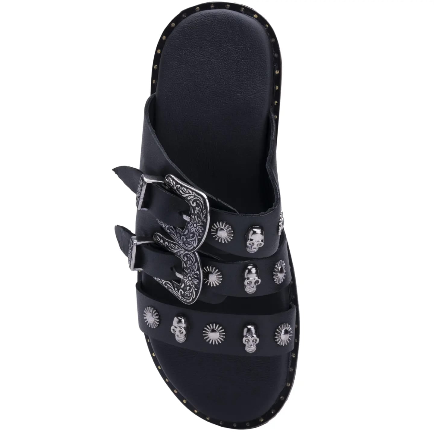 Black Skull Studded Chappals