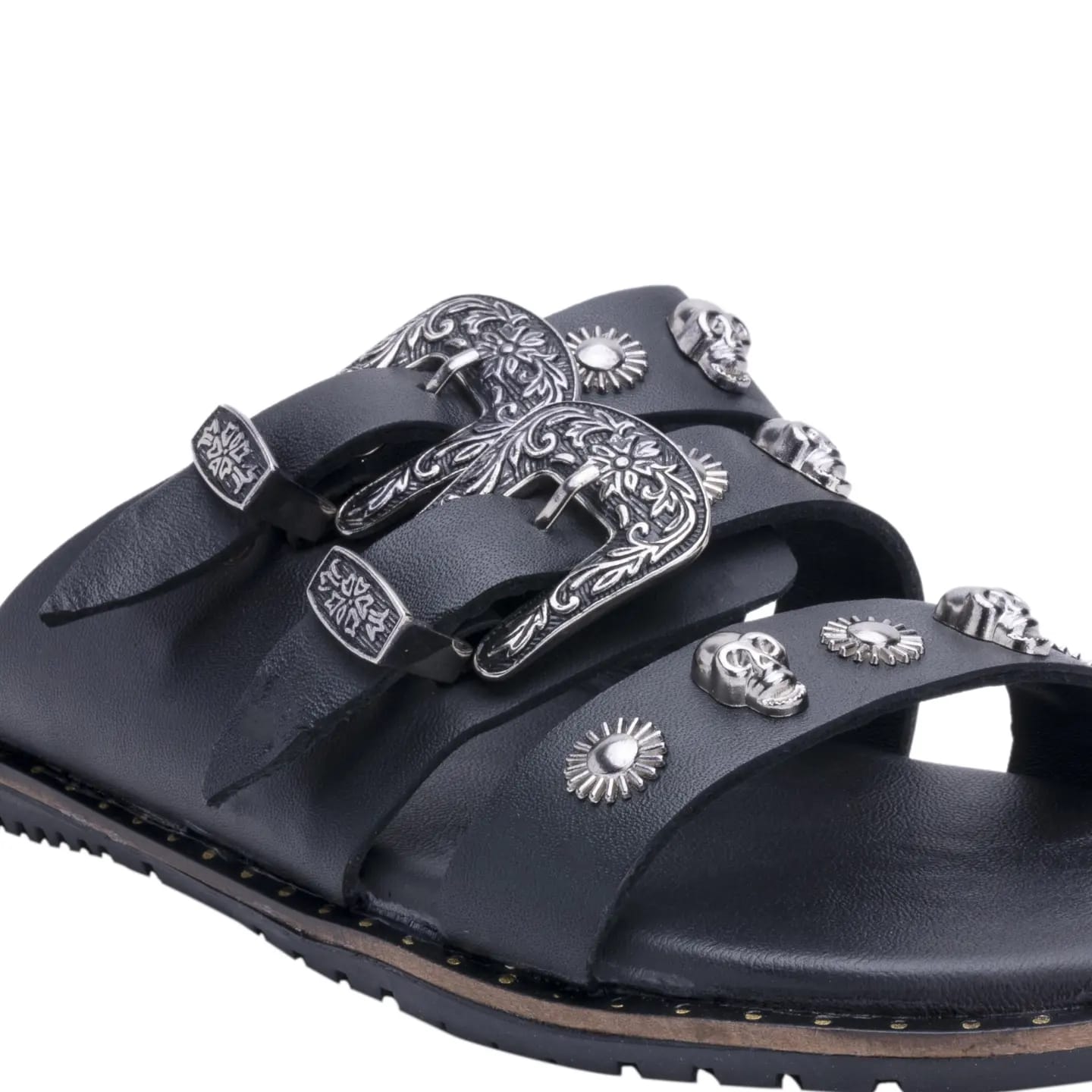 Black Skull Studded Chappals