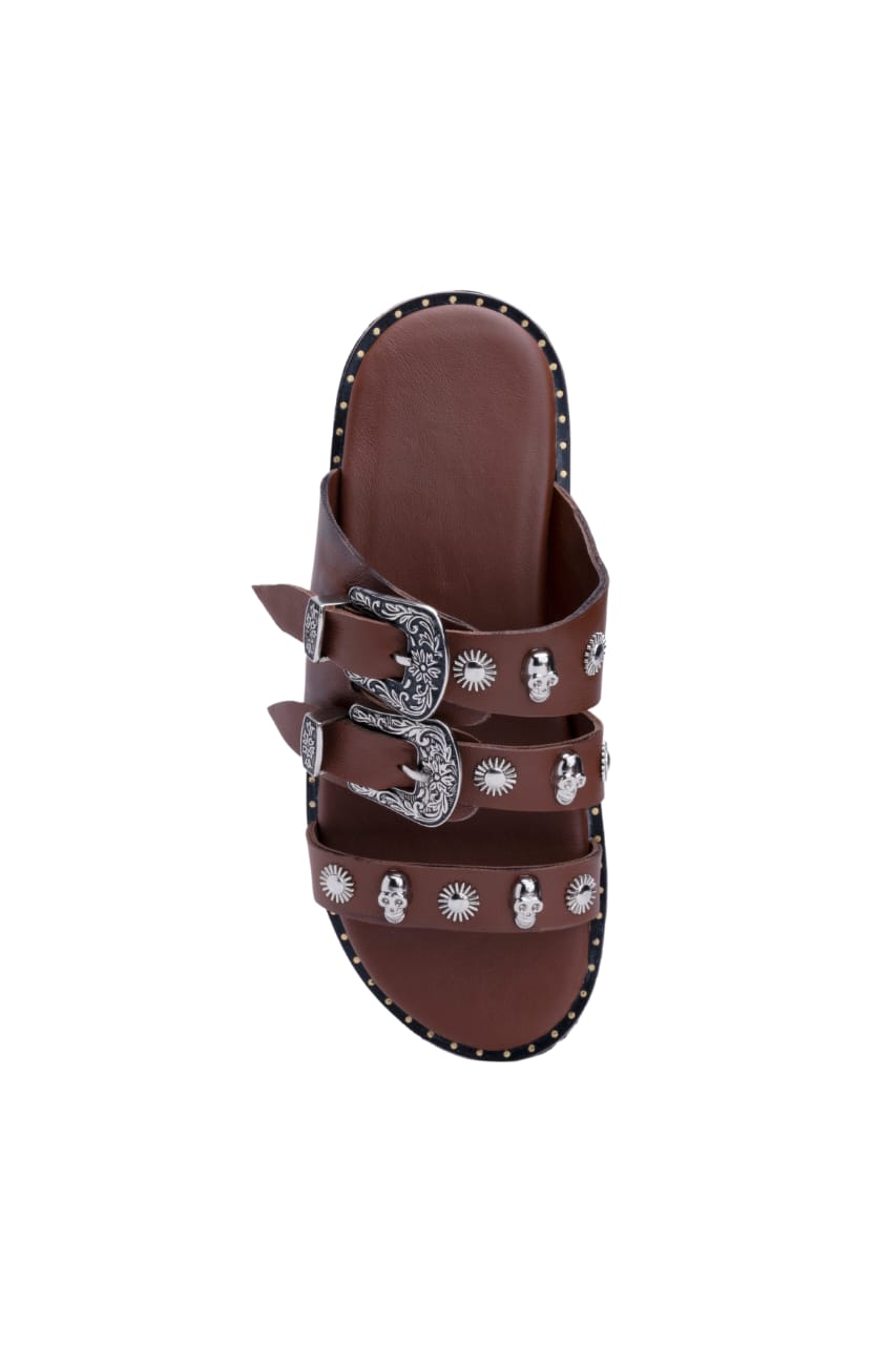 Brown Skull Studded Chappals