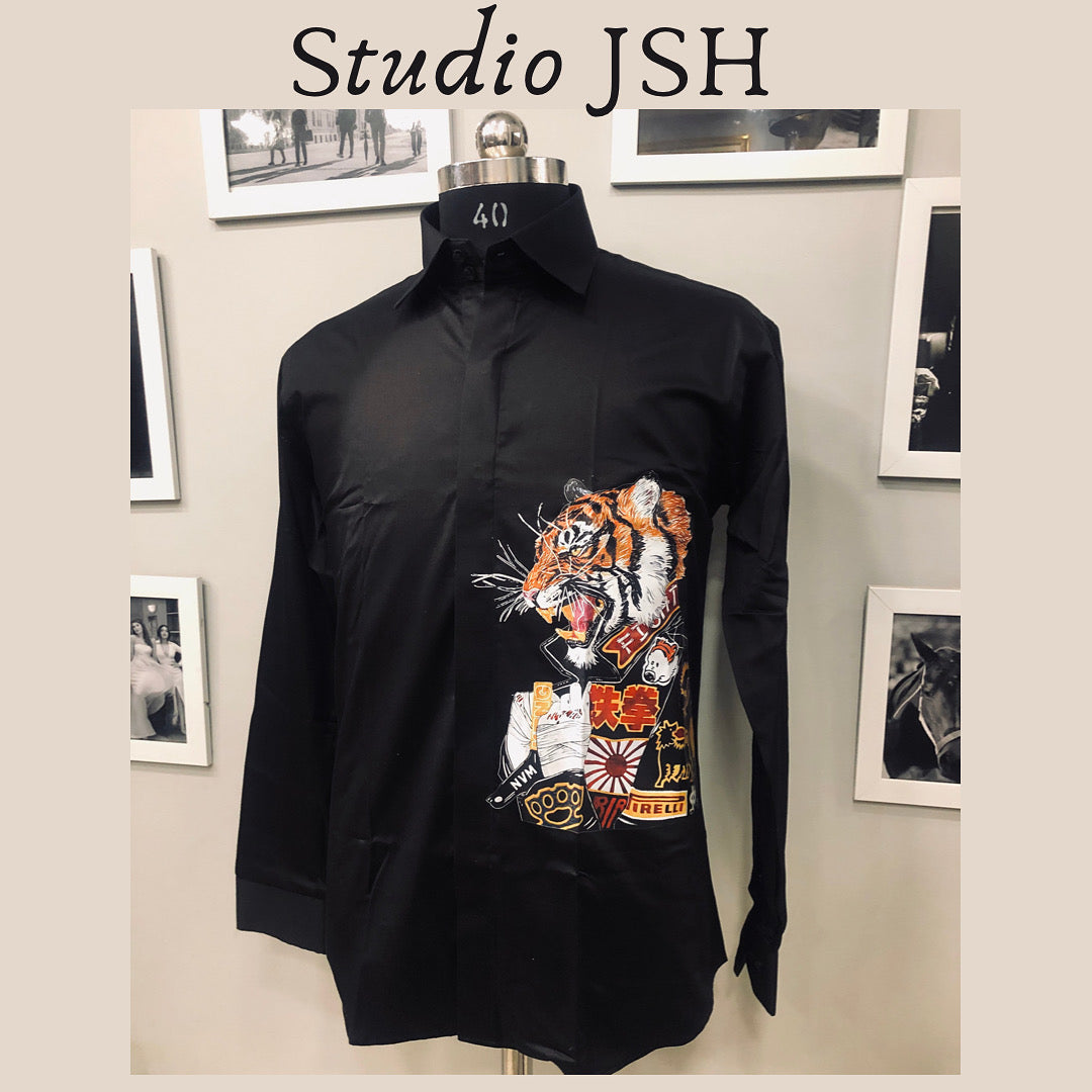 Black Figher Tiger Shirt