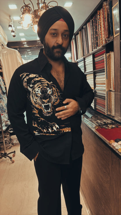 Black Roaring Tiger Shirt