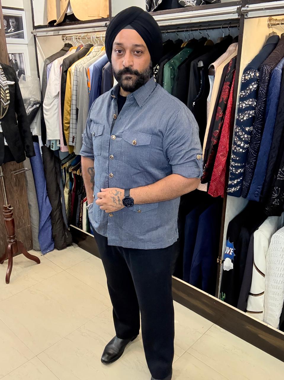 Black Striped Safari Shirt