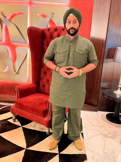 Green Kurta Farshi Pants