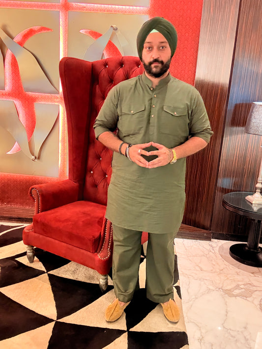 Green Kurta Farshi Pants