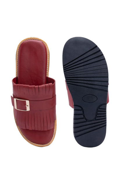 Red Fringes Chappals