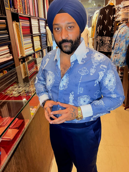 Blue Candle Print Shirt