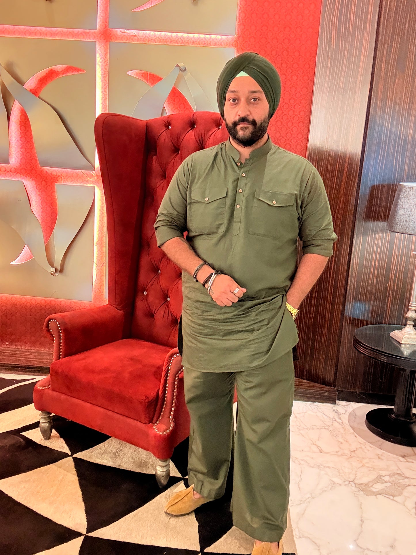 Green Kurta Farshi Pants