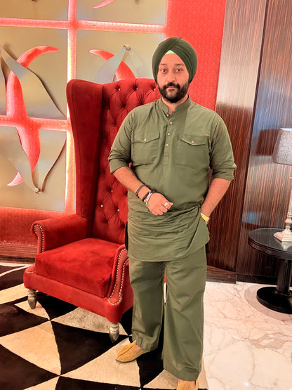 Green Kurta Farshi Pants