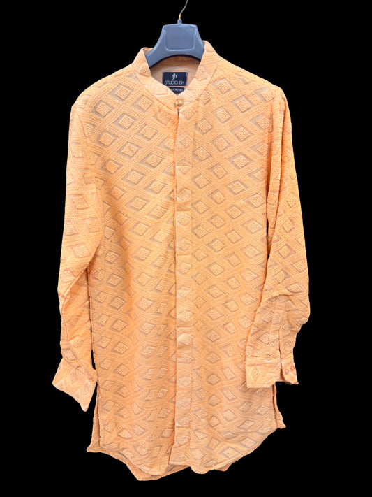 Peach Chikankari kurta