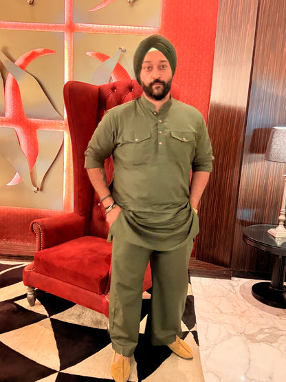 Green Kurta Farshi Pants