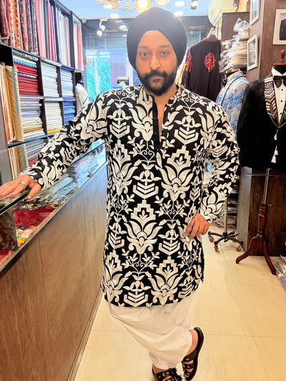 Black Valley Of Flowers Kurta