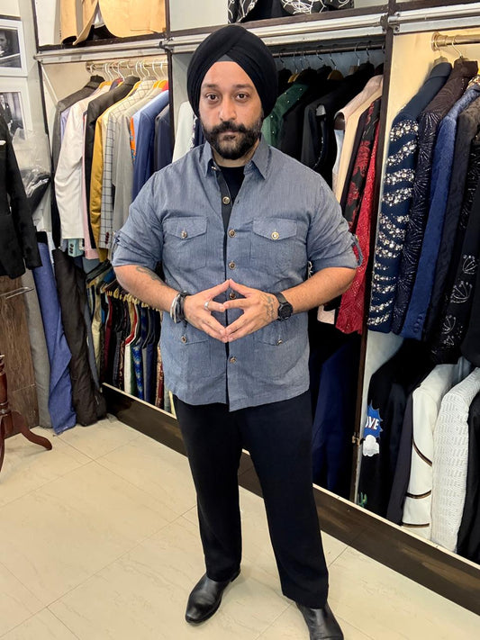 Black Striped Safari Shirt