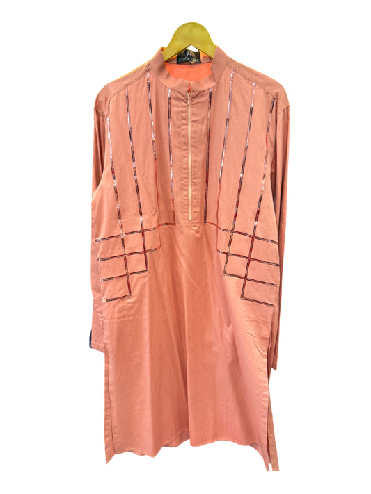Peach Metallic Kurta