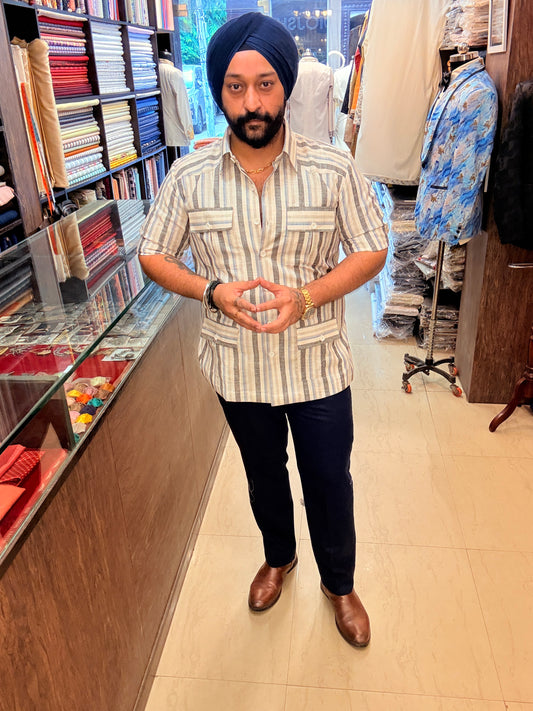 Ivory Striped Safari Shirt
