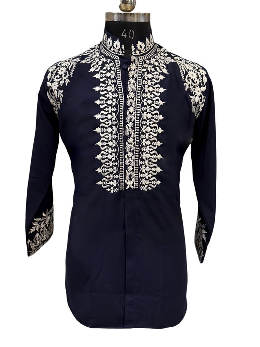Blue Resham Embroiderd Kurta
