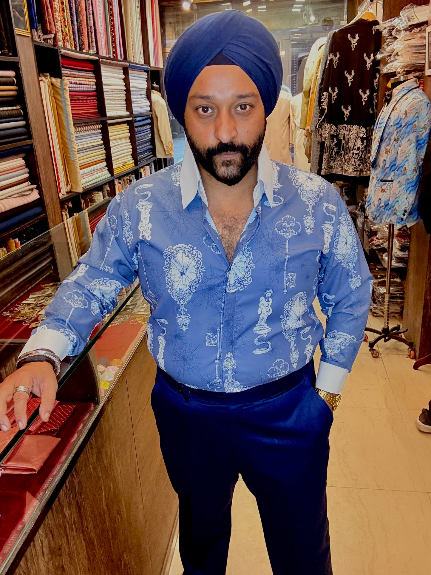 Blue Candle Print Shirt