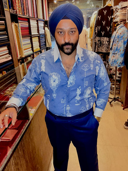 Blue Candle Print Shirt