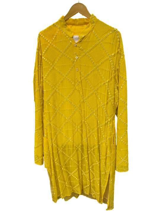 Yellow Mirror Work kurta