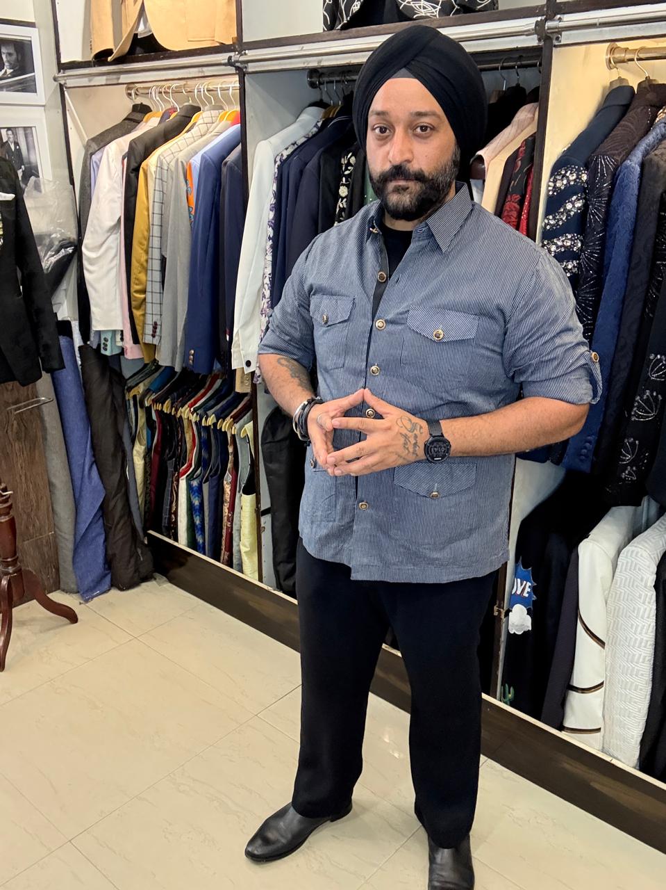 Black Striped Safari Shirt