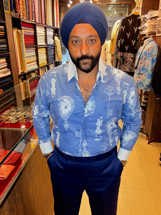 Blue Candle Print Shirt