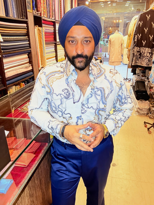 Cream Stitch Print Shirt