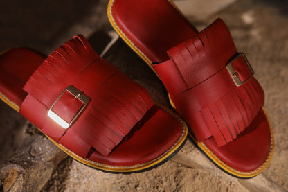 Red Fringes Chappals