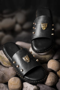 Black Lion Studded Chappals