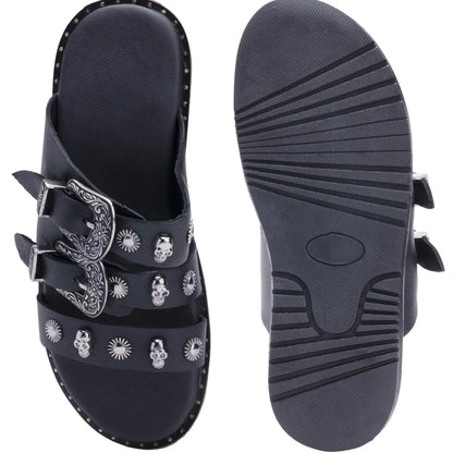 Black Skull Studded Chappals