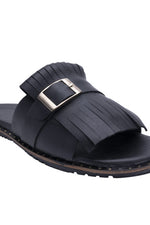 Black Fringes Chappal