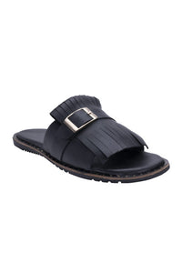 Black Fringes Chappal