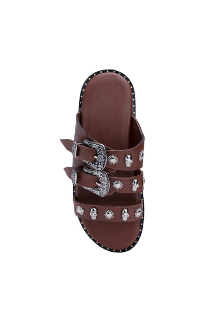 Brown Skull Studded Chappals