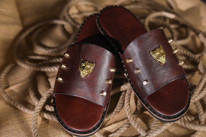 Brown Lion Studded Chappals