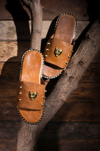 Tan Lion Studded Chappals