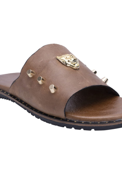 Tan Lion Studded Chappals