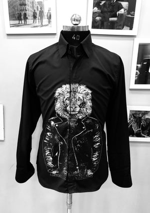 Black Biker Lion Shirt