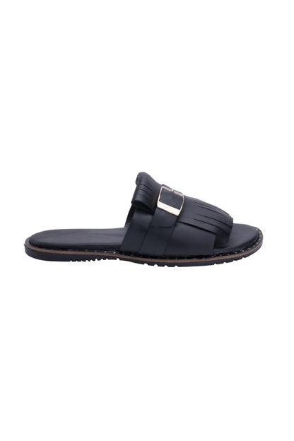 Black Fringes Chappal