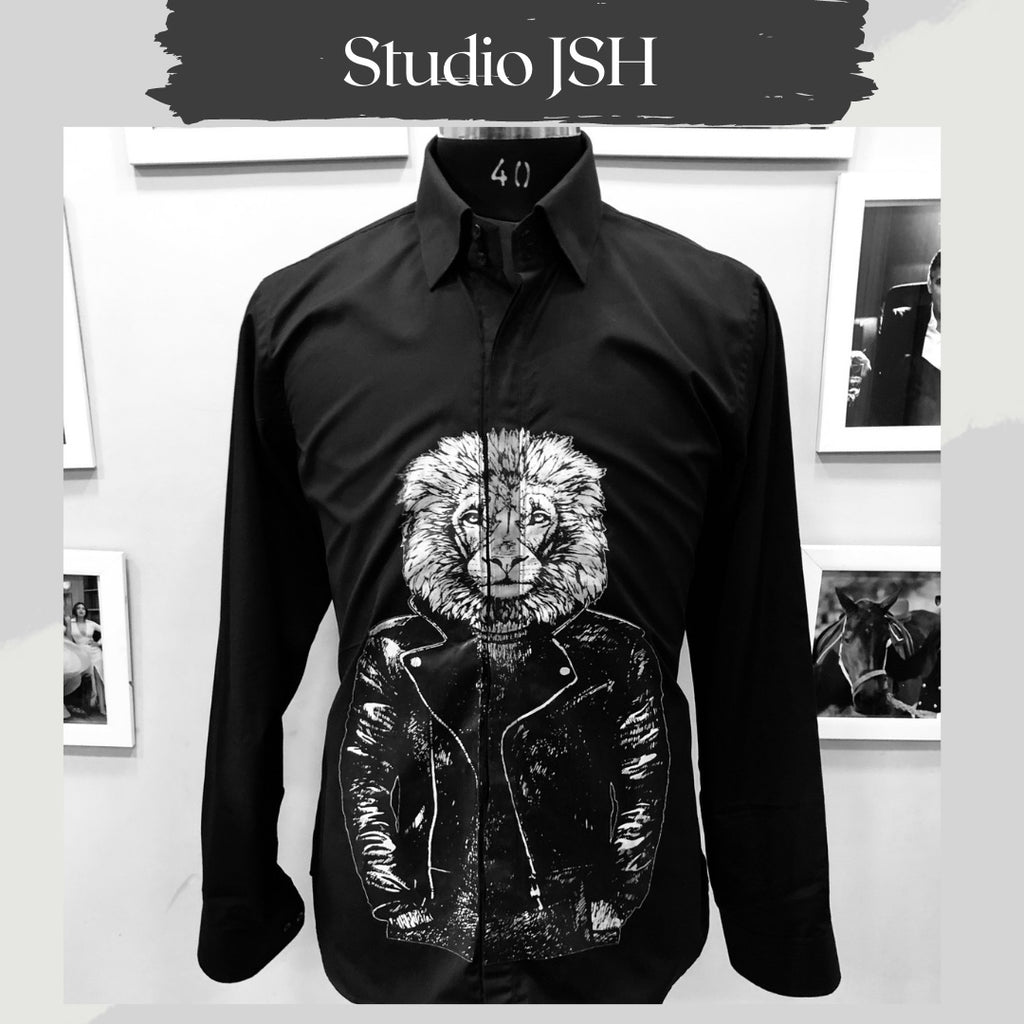 Black Biker Lion Shirt