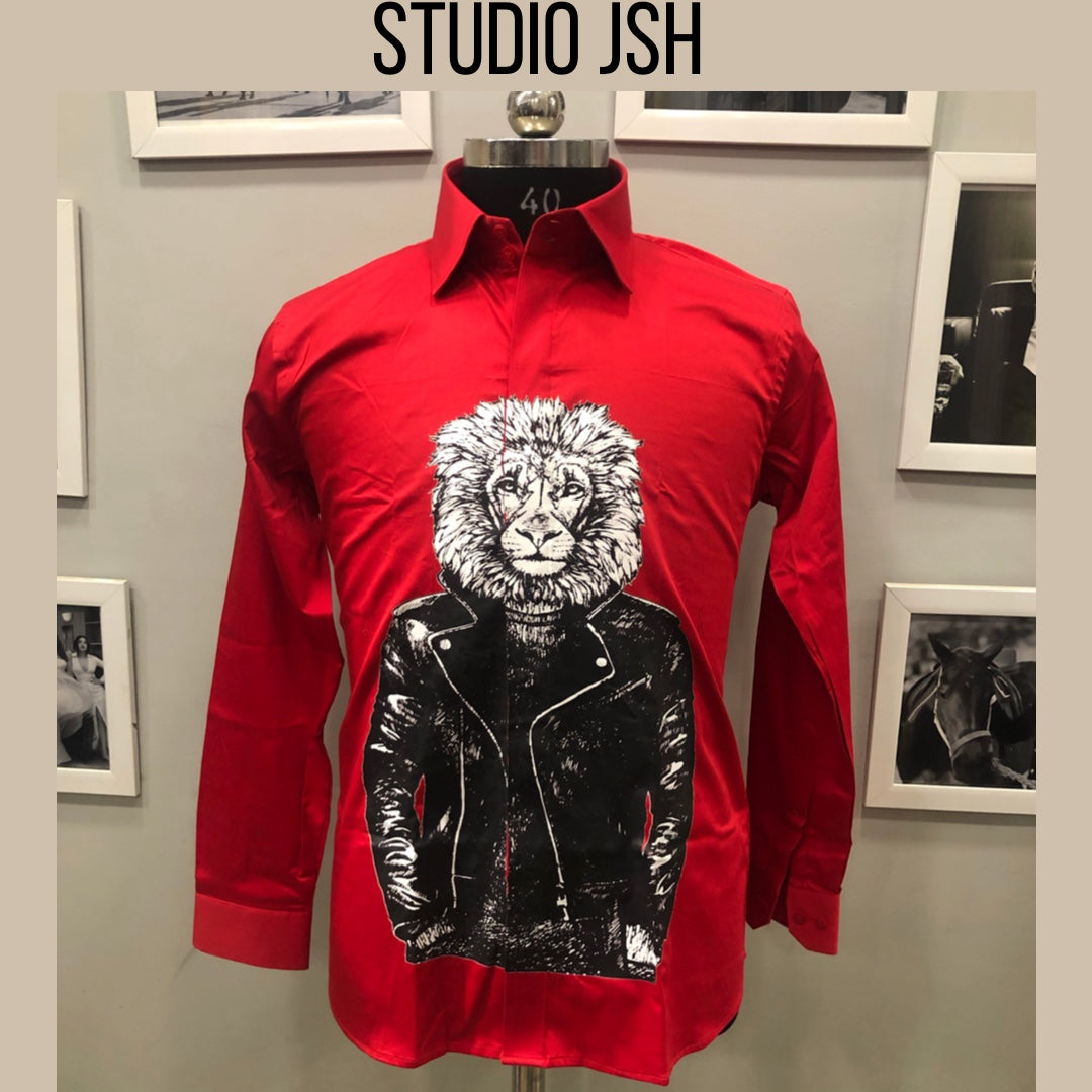 Red Biker Lion Shirt