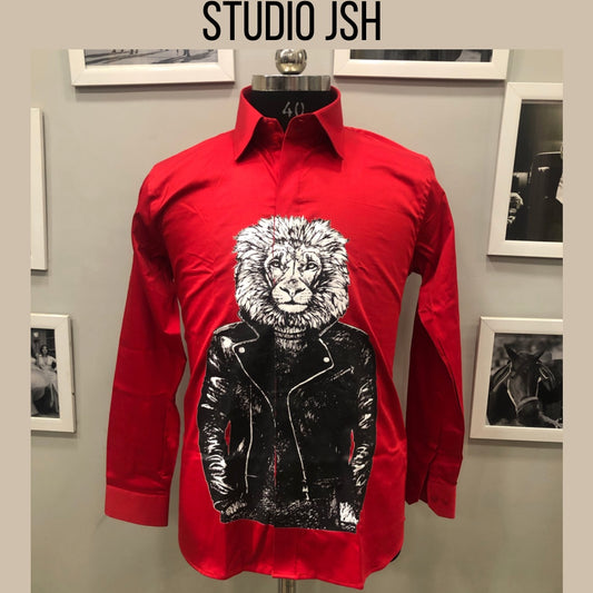 Red Biker Lion Shirt